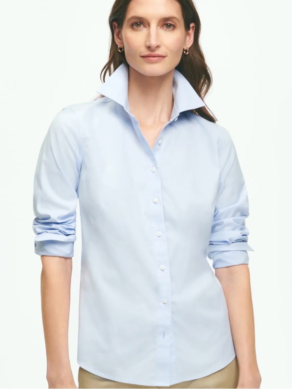 Brooks Brothers Light Blue Women's Button-Down Shirt - Tailored Oxford